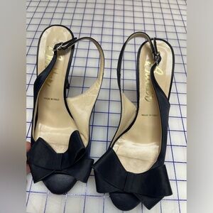Butter Italy Black Slingback Sandal with Bow 6.5 satin